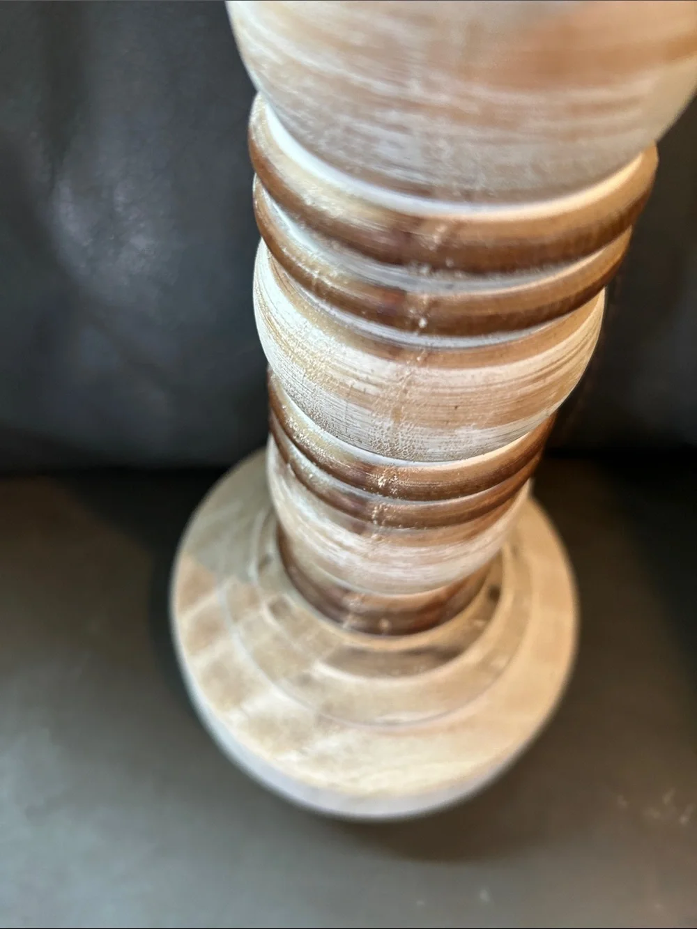 Rustic Distressed White Wood Pillar Candle Holders - Set of 2